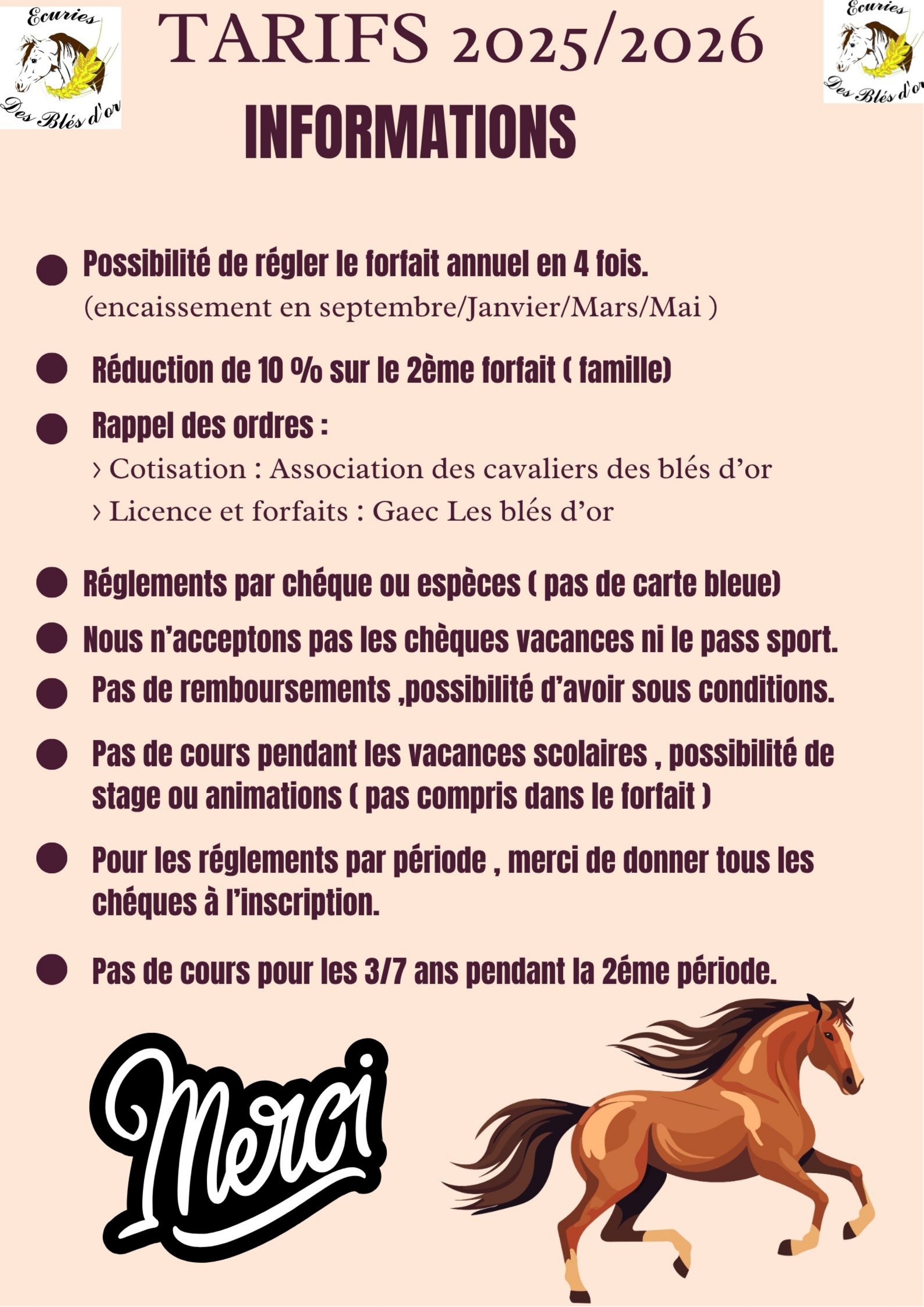 Nos tarifs